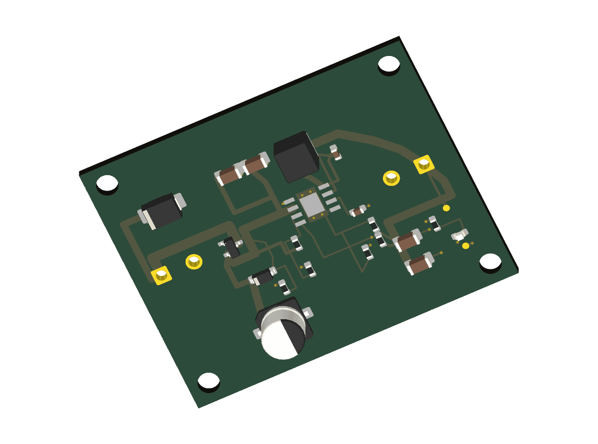 KiCad top view of buck 24v 5v 3a generated by GPT-6 Luna. Did not pass all checks.